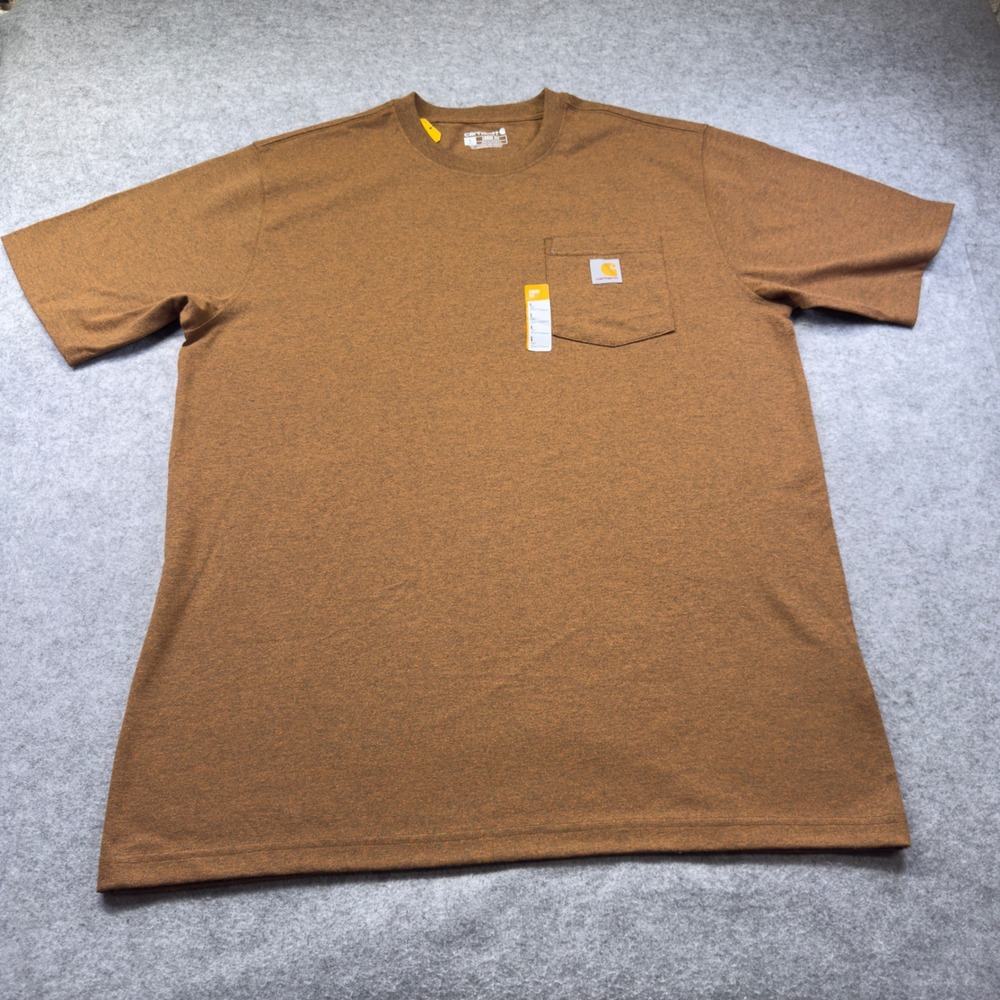 Carhartt T-Shirt Mens L Tall Brown Loose Fit Pocket K87-M Short Sleeve
